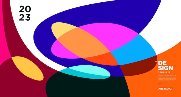 Vector colorful abstract fluid and geometric background for new year 2023