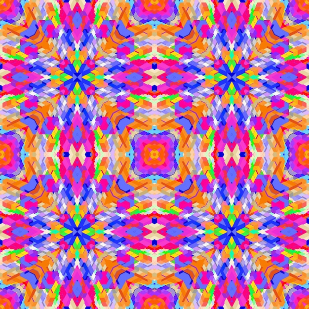 Vector colorful various shapes vibrant futuristic high detailed abstract geometric background kaleidoscopic seamless pattern
