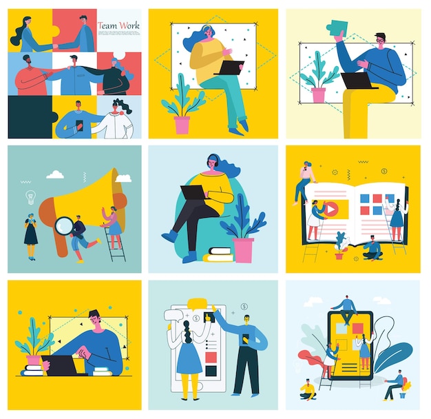 vector concept illustration backgrounds of start up and big idea in flat style in the flat style