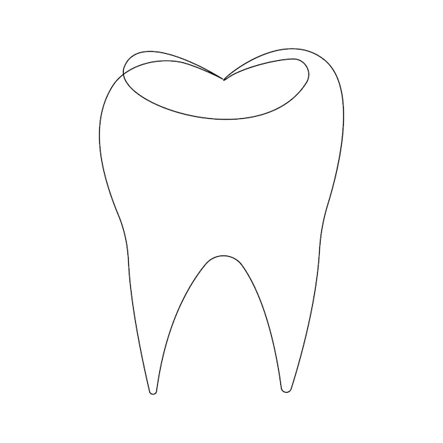 vector continuous line drawing of tooth isolated on white background minimalist illustration