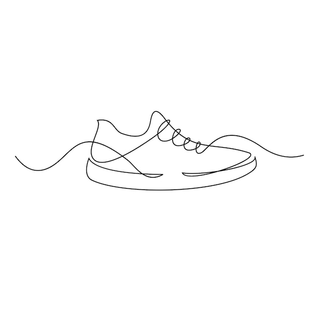 Vector continuous line drawing sneakers