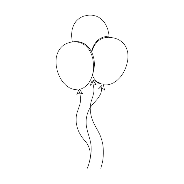vector continuous one simple single abstract line drawing of balloon concept of celebration