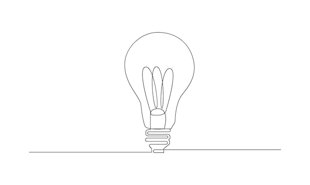 vector continuous one simple single abstract line drawing of light bulb creativity concept isolated