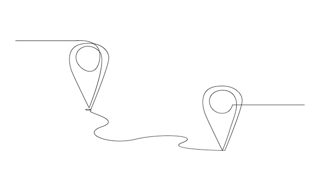 Vector continuous one simple single abstract line drawing of Location pointers isolated on