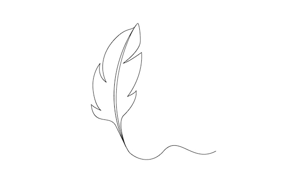 vector continuous one simple single abstract line drawing of quill pen isolated on white background