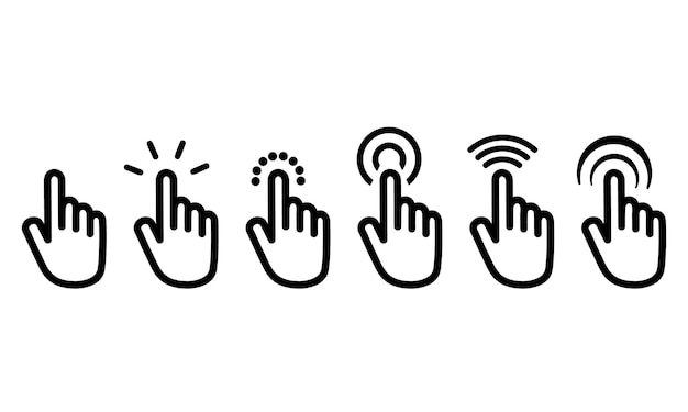 Vector cursors icons click set