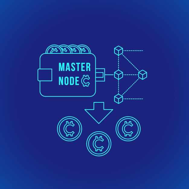 Vector cyan outline design blockchain proof of stake algorithm cryptocurrency POS mining principle explain scheme illustration icon isolated blue background