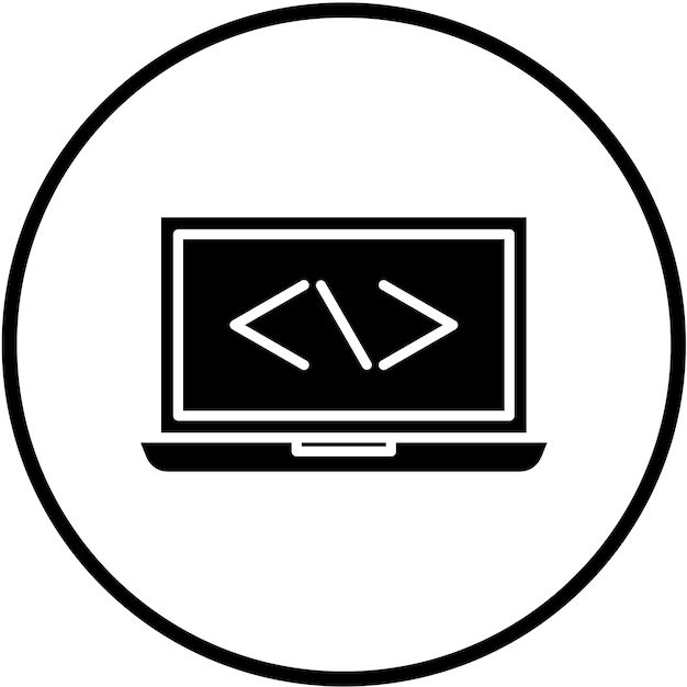 Vector Design Laptop Coding Icon Style