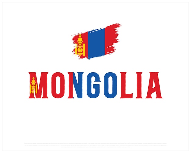 Vector design of Mongolia Flag Typography with brush flag on a white background Mongolia brush Flag