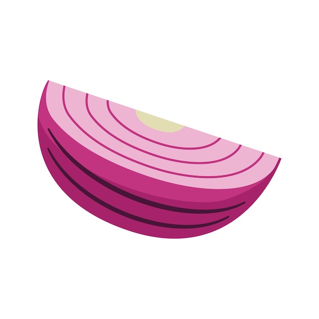 Vector Design of Sliced of Fresh Raw Red Onion Food Vegetable