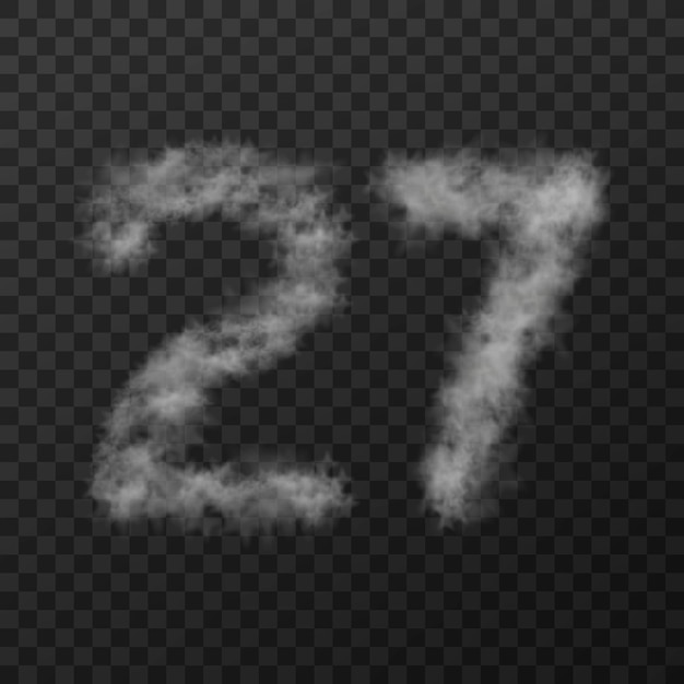 vector design of smoke textured number means twenty seven isolated on transparent background