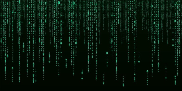 Vector digital green background of streaming binary code Matrix background with numbers 10 Coding or hacking concept Vector illustration