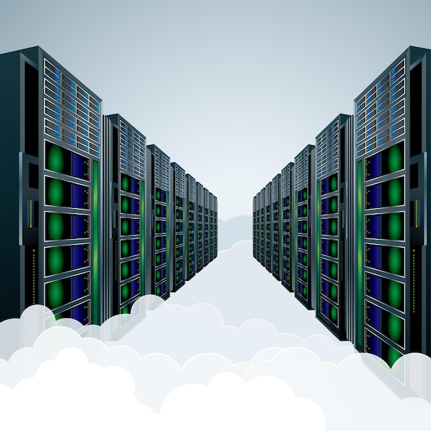 vector drawing super computer.the cloud computing concept.