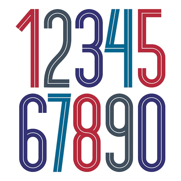 vector elegant tall numbers collection made with white lines, can be used in poster art creation for social or commercial announcement