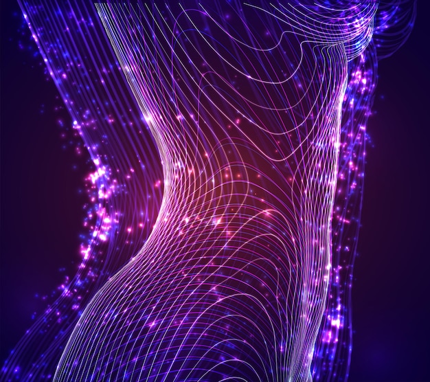 Vector female body in the style of lines dots glow