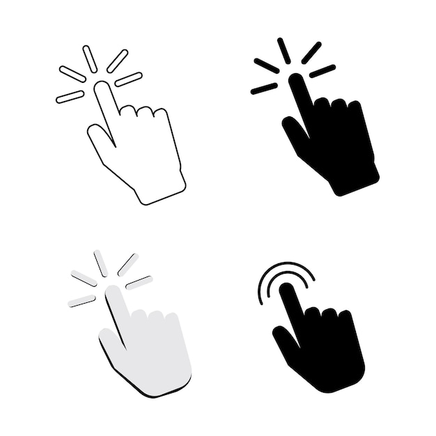 Vector finger cursor icon The mouse cursor click pointer on the screen Computer symbol of clicking on a web link