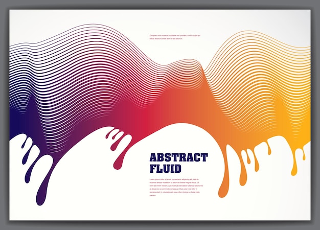 Vector fluid flow wavy abstract background. 3d colorful gradient motion art. Lined texture, dynamic surface, curve lines, flow shape.