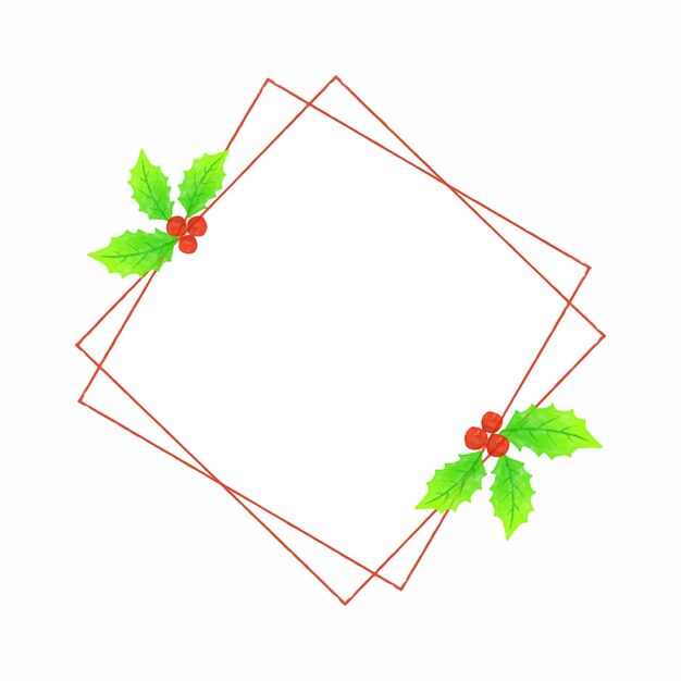 vector frame square winter berry watercolor background pattern