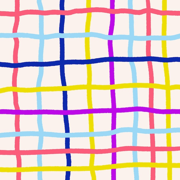 Vector fun line geometric square grid colorful seamless pattern