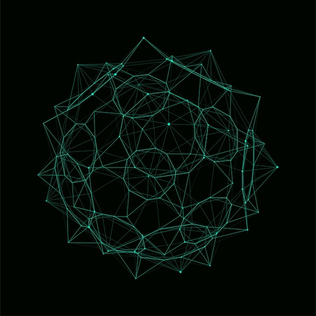 Vector futuristic sphere of particles and lines Network connection big data Abstract background