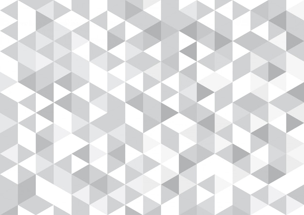 Vector geometric background, mosaic of triangles and cubes in soft gray