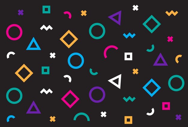 Vector geometric shapes background Memphis design retro elements for web banner poster