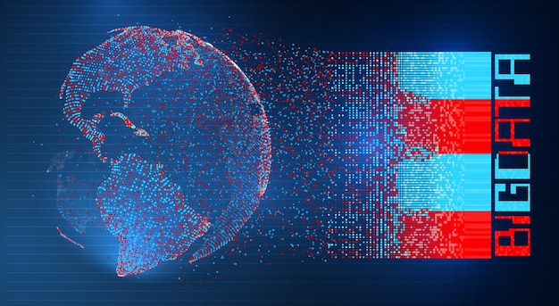 Vector globe planet earth from dots concept bigdata processing