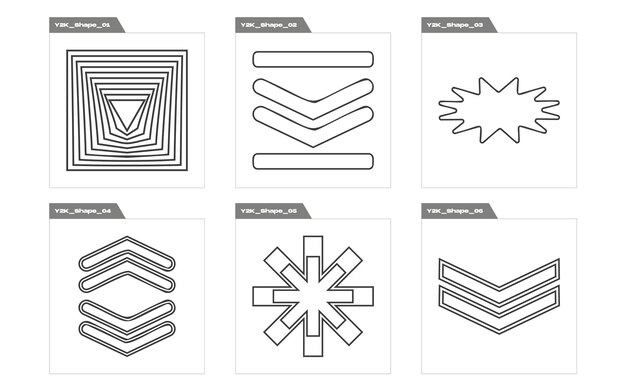 Vector Graphic Assets Set Brutalism star and flower shapes Flat minimalist icons