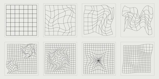 Vector Graphic Assets Set Rave psychedelic retro futuristic set Flat minimalist icons