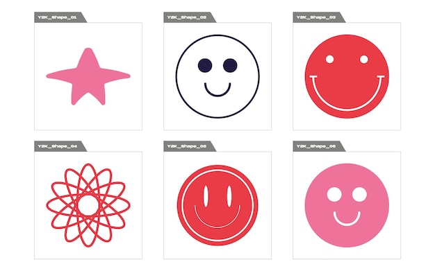 Vector Graphic Assets Set Retro futuristic graphic ornaments Cyberpunk elements