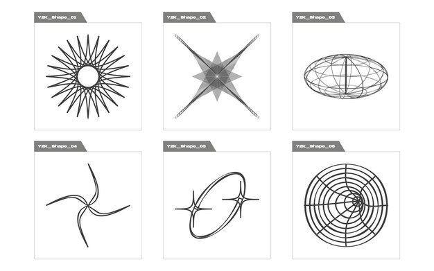 Vector Graphic Assets Set Retro futuristic graphic ornaments Templates for notes posters
