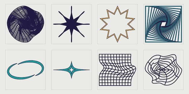 vector graphic assets set retro futuristic graphic ornaments templates for notes posters