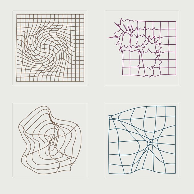 Vector Graphic Assets Set Trendy geometric postmodern figures Cyberpunk elements
