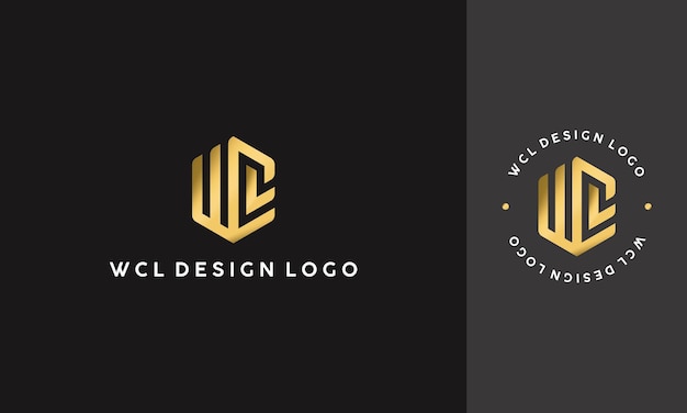 vector graphic illustration design for monogram logo combination letter WLC with elegant gold color