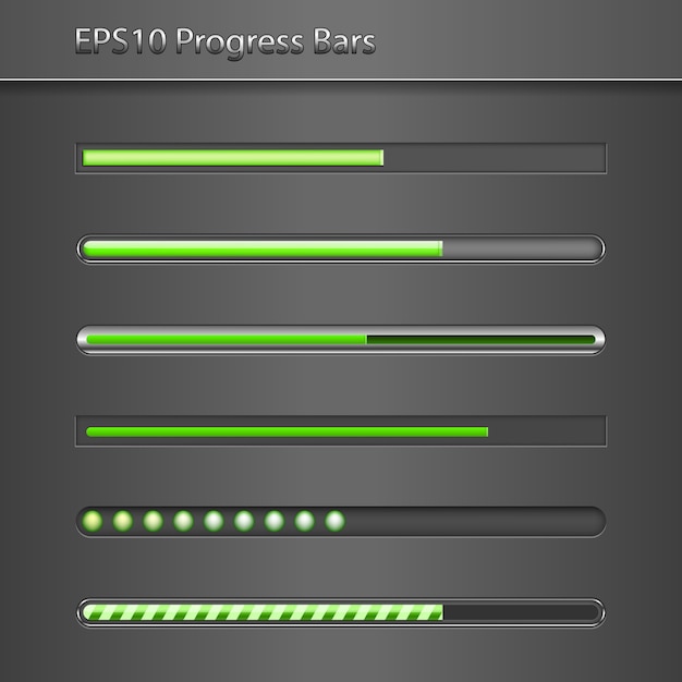 Vector Green cool set of progress bars