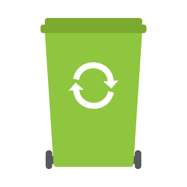 Vector green garbage can with recycle symbol