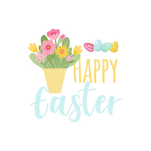 vector happy easter day emblem set colorfull typography style for greeting card text templates