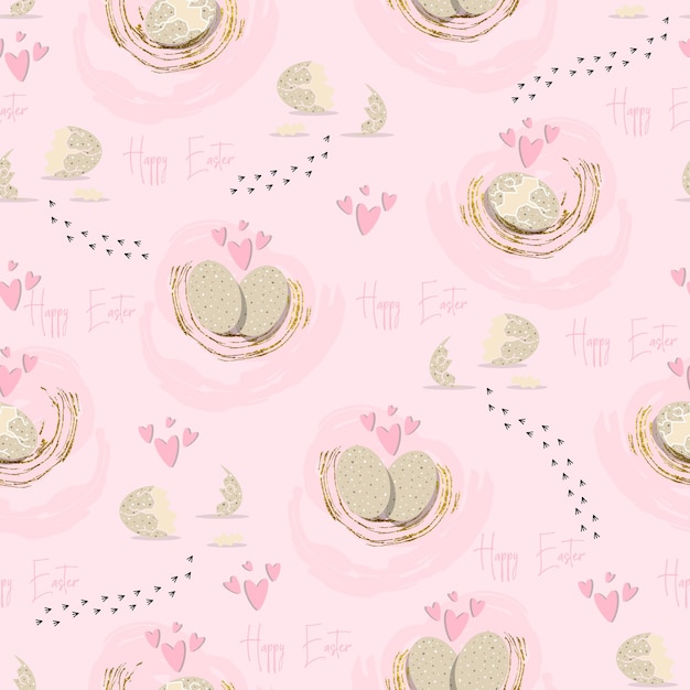 Vector happy easter seamless pattern broken egg