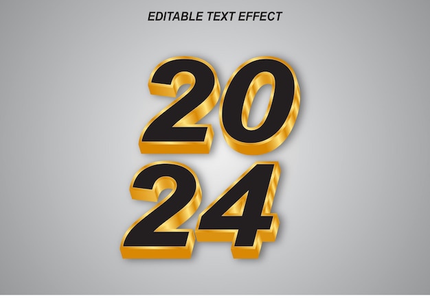 vector happy new year 2024 3d text effect design