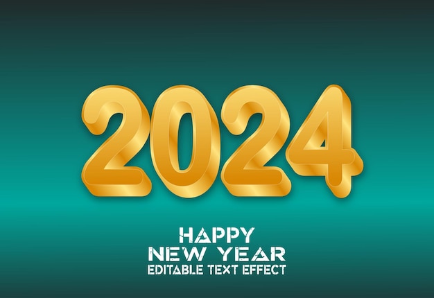 Vector happy new year 2024 3d text effect design