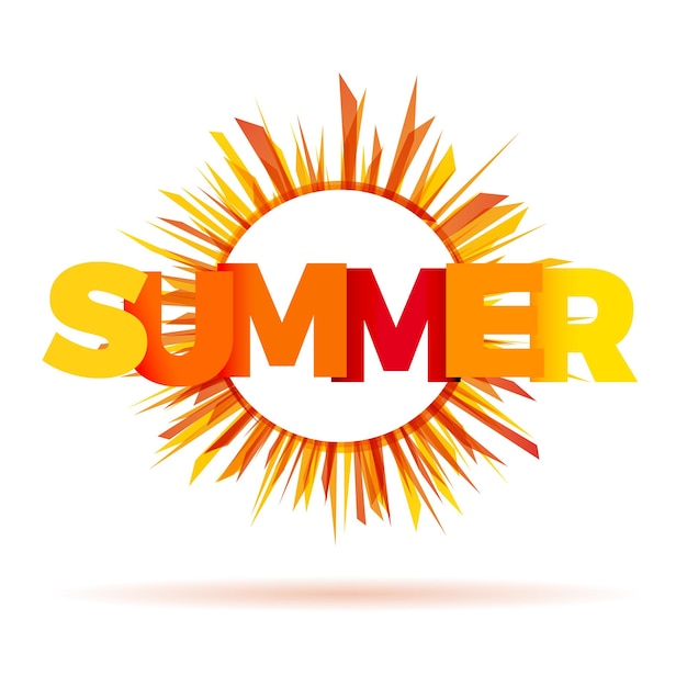 Vector icon sun with text summer concept