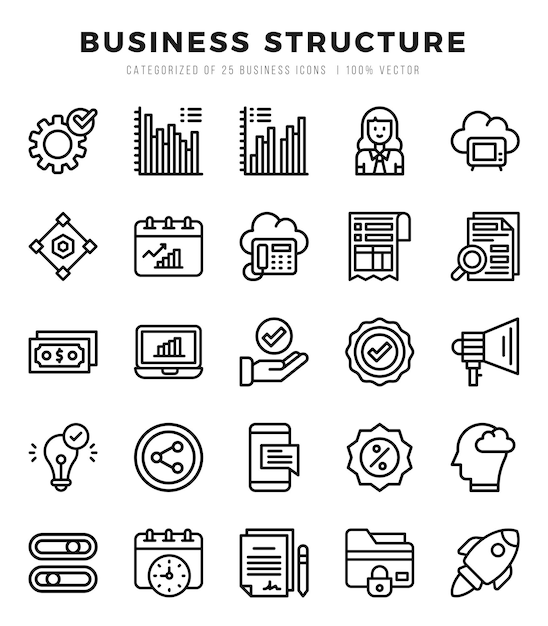 Vector icons set of Business Structure Lineal style Icons