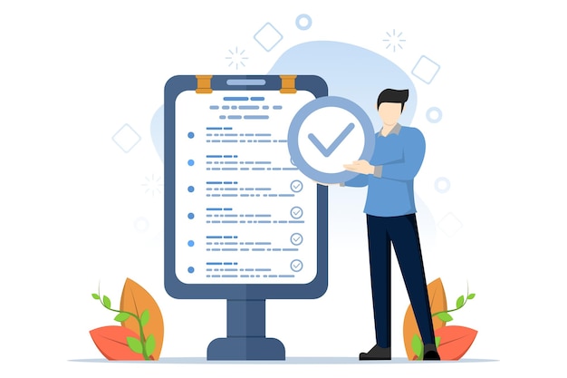 vector illustraso about the concept of document approval or checklist for completed tasks