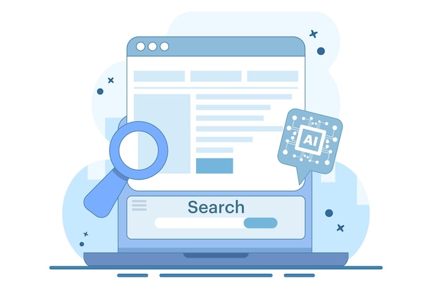 vector illustration about AI based SEO Strategy Concept or AI generated SEO content