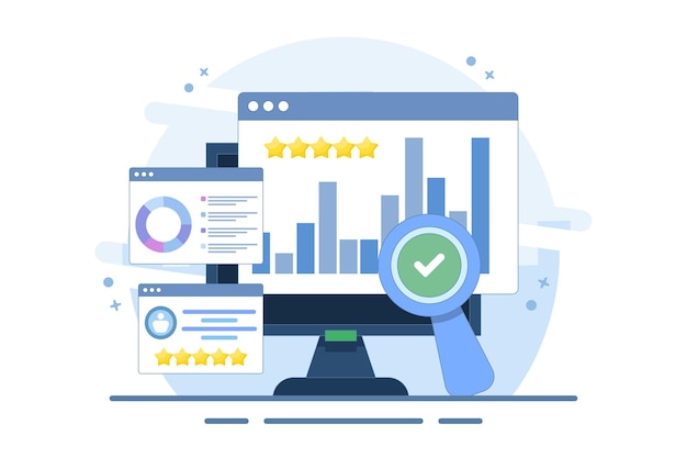 vector illustration about Business concept with online business report or Business data analysis