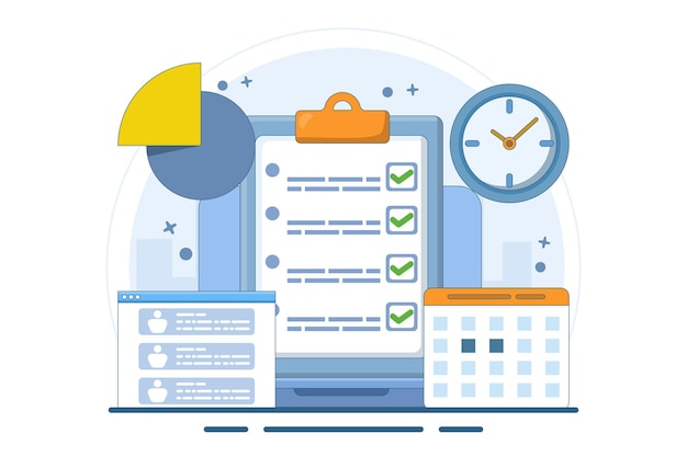 vector illustration about Business planning concept with Planning Schedule and Leaving Notes