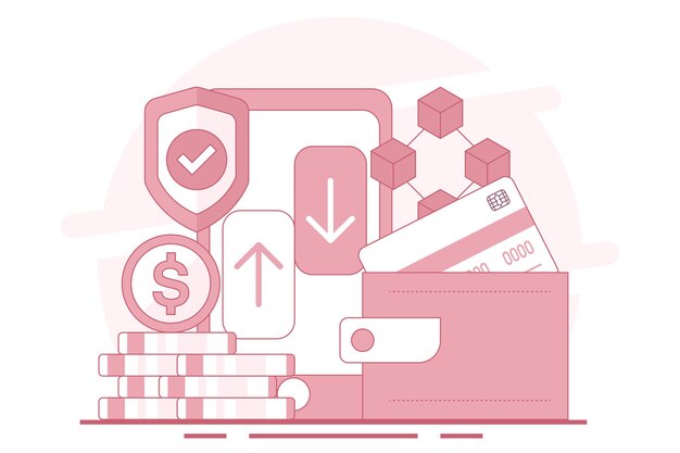 vector illustration about concept of mobile wallet or saving money online