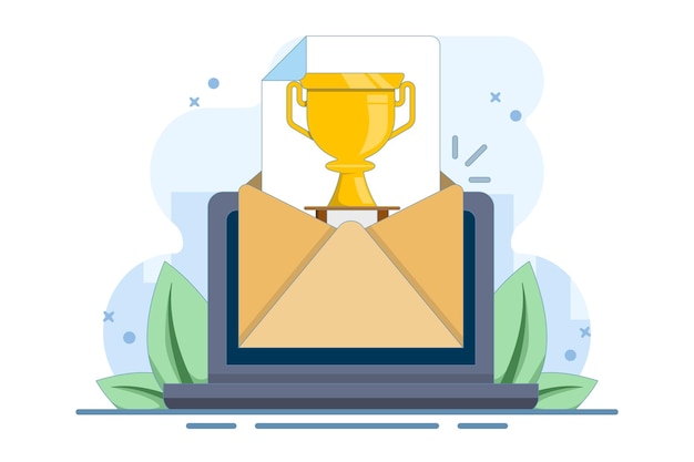 vector illustration about concept of online web digital prize received via computer icon