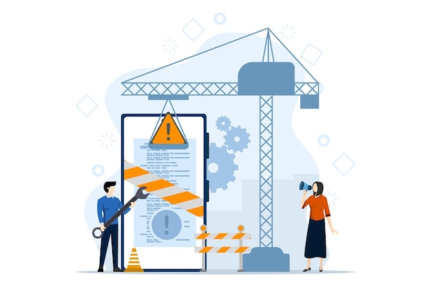 vector illustration about concept of website maintenance or software system under maintenance