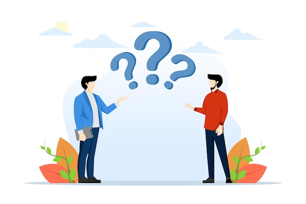 vector illustration about Frequently asked questions concept with people around question marks